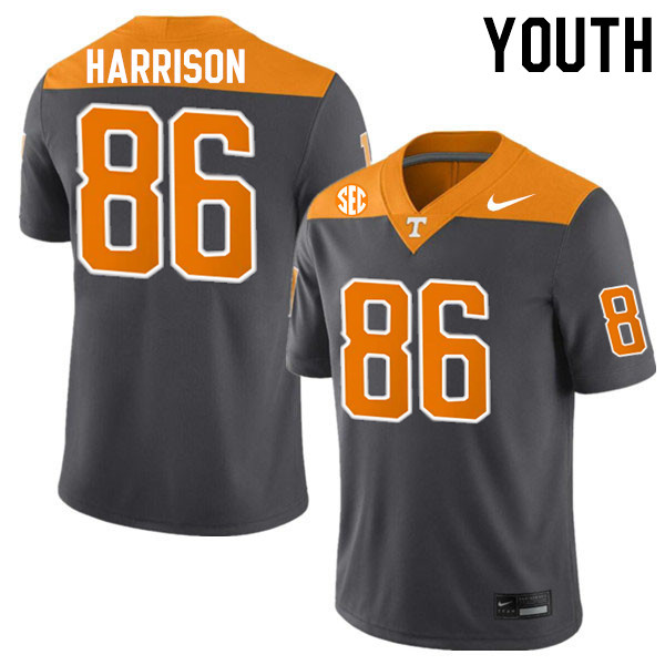 Youth #86 Cole Harrison Tennessee Volunteers College Football Jerseys Stitched-Anthracite